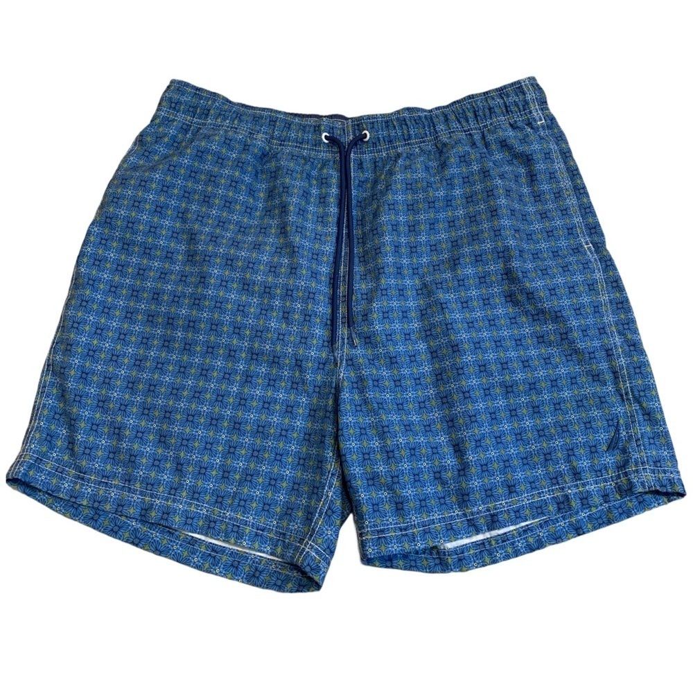 Nautica Men's Blue Geometric Print Swim Trunks - Size Large